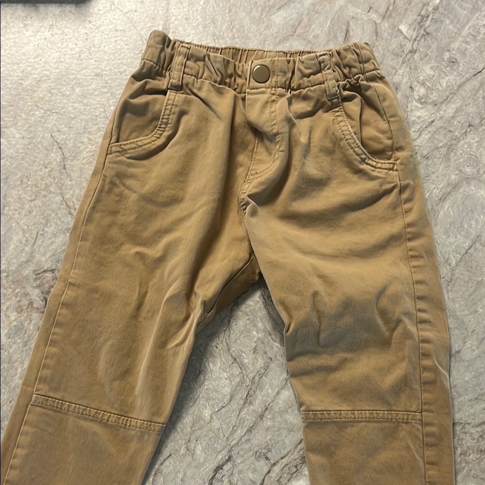 Zara Tan Casual Cotton-Blend Pants